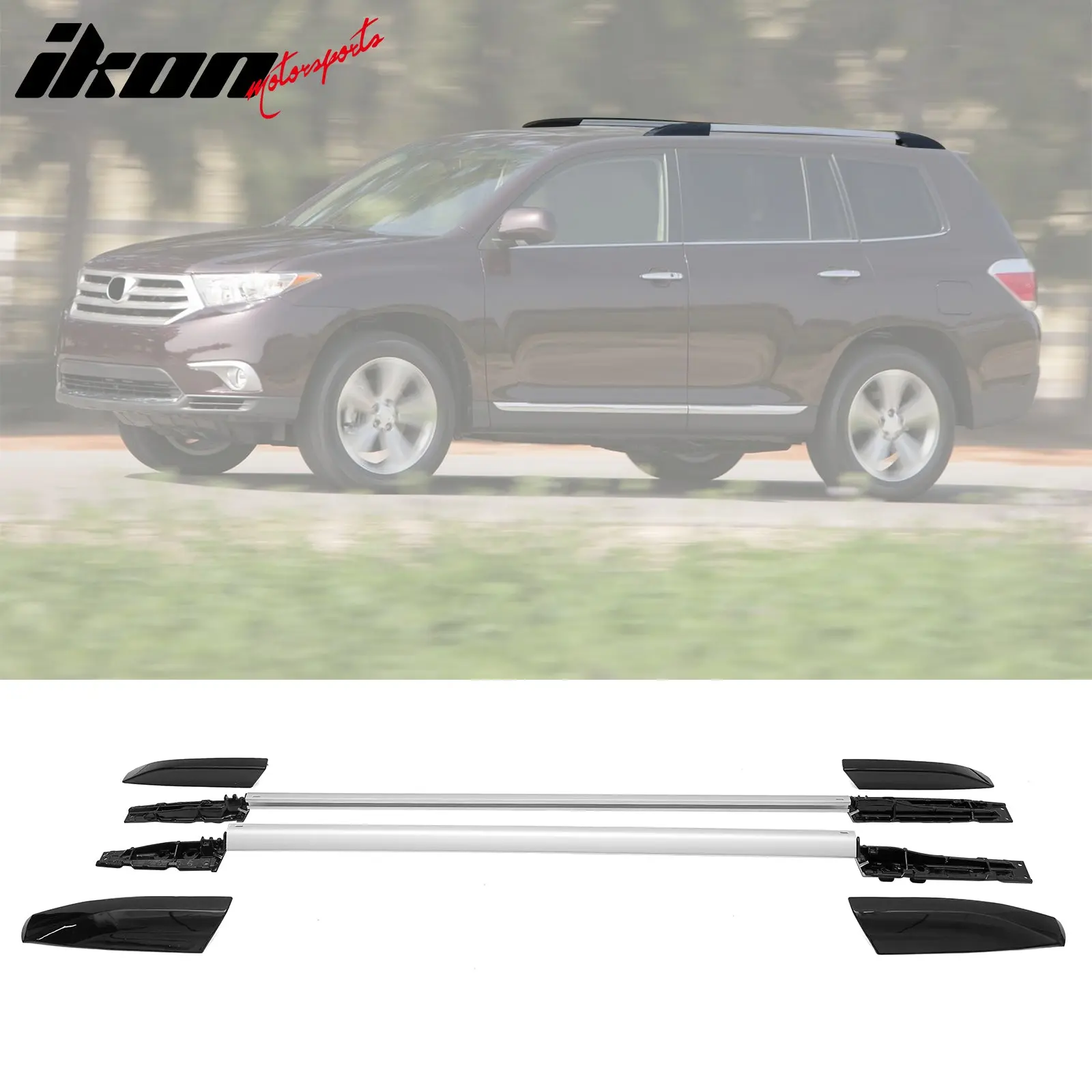 Roof Rack Cross Bar for Toyota Highlander 2008-2013 Silver Black Aluminum