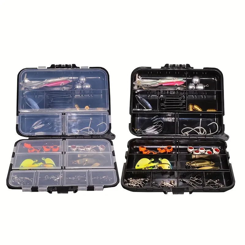 Portable Compact Fishing Tackle Box with Portability Focus - Durable Solid ABS Plastic Box, Multi-Layer Compartments, Handle for Fish Hooks, Bait & Accessories