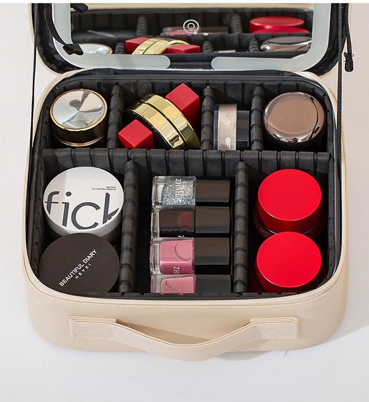 2025 Trending LED Makeup Bag with Mirror Large Capacity Portable Stylish Travel Case for Cosmetics