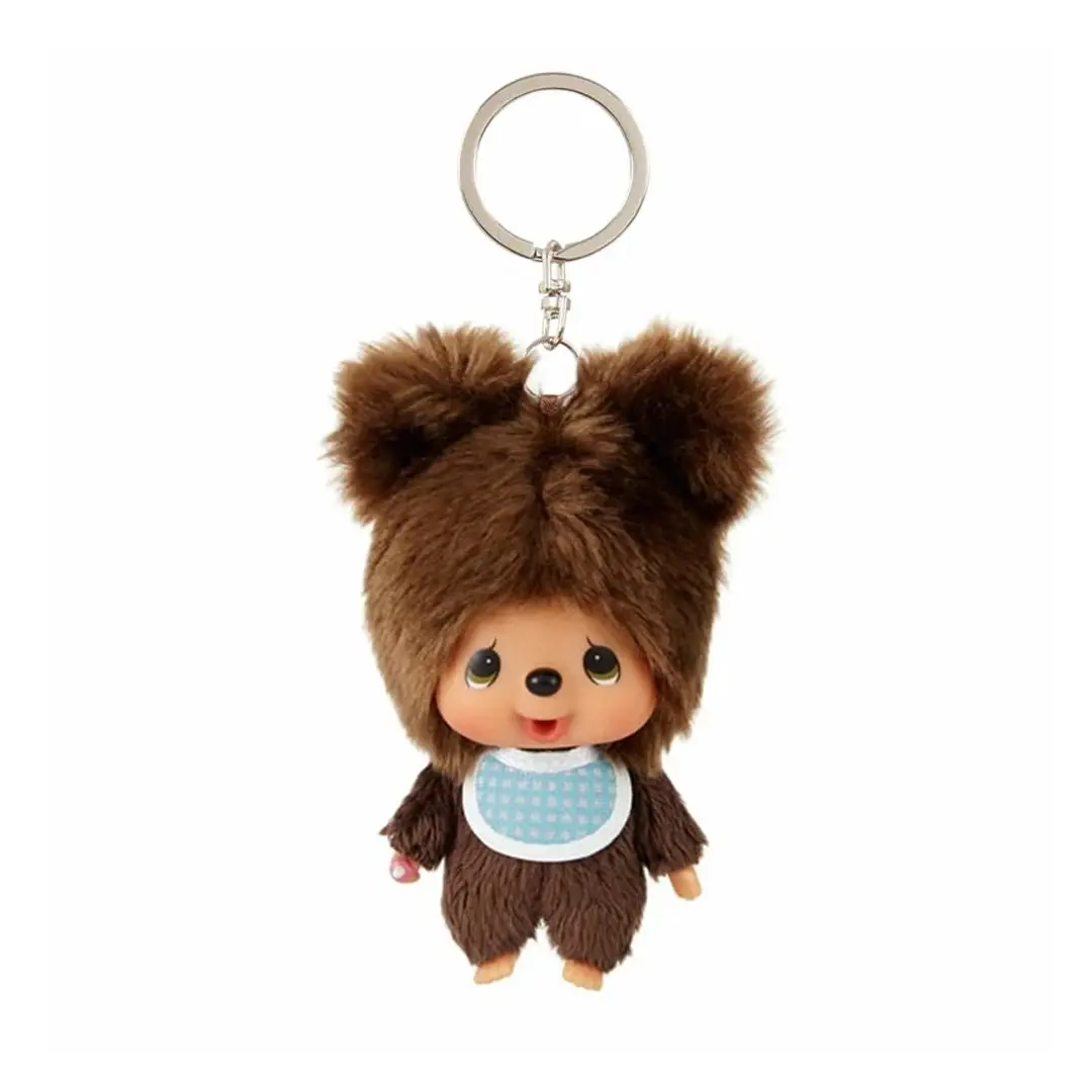 Fuzzy Bear Plush Charm Keychain, 3.5-Inch Kawaii Clip-On Fashion Accessory for Backpacks and Bags