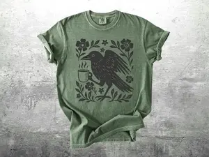 Comfort Colors Boho Crow Shirt, Bird Coffee Lover, Oversize, Womens, Mens, T-shirt