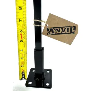 Repair 1" Wobbly 2 Step Railing Posts Mount 4" No Welding Slips Inside Rails one-inch Hollow Post -Repair Bracket Square Tube Black Paint w Hardware