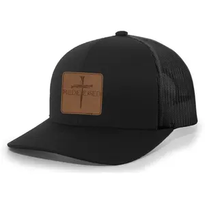 Heritage Pride Christian Redeemed Cross Laser Engraved Leather Patch Mesh Back Trucker Hat