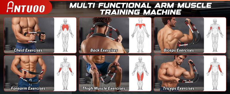 Arm Trainer,3 Level 60-100LBS Adjustable,Chest&Arm Workout Equipment for Men,Muscle&Strength Trainer,Portable Spring Resistance, Perfect Gift