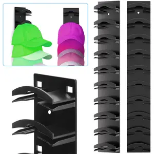 2Pack Hat Organizer for Baseball Caps - Hat Rack for Wall with Strong Adhesive Hold up to 20 Hats,Wall-Mounted Hat Organizers,Multilayer Hat Hanger Holder Display Mount