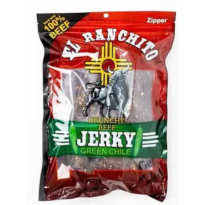 GREEN CHILE El Ranchito Crunchy Beef Jerky - Full Flavor Dried Beef Serving 2oz, Crunchy Texture, Ideal for Snacks and More - Meat