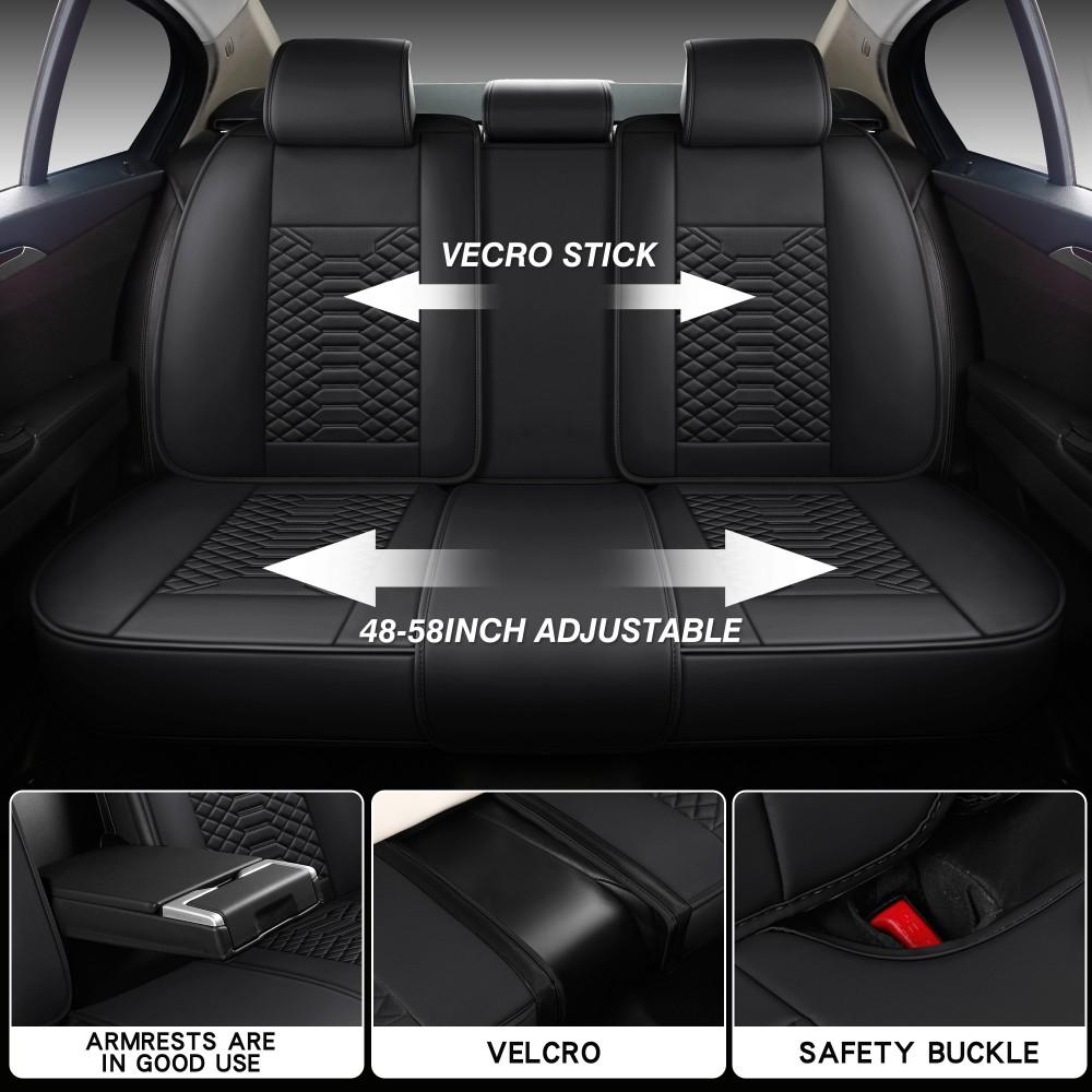For Chevrolet Silverado GMC Sierra 1500/2500 HD/3500 HD Pickup Truck 2007-2025 Car Seat Covers, Soft Touch Premium Napa PU Leather Full Set Front Rear Seat Cushion Full Surround Design with Storage Bag, Breathable Non-Slip Waterproof Protector Pad Mat