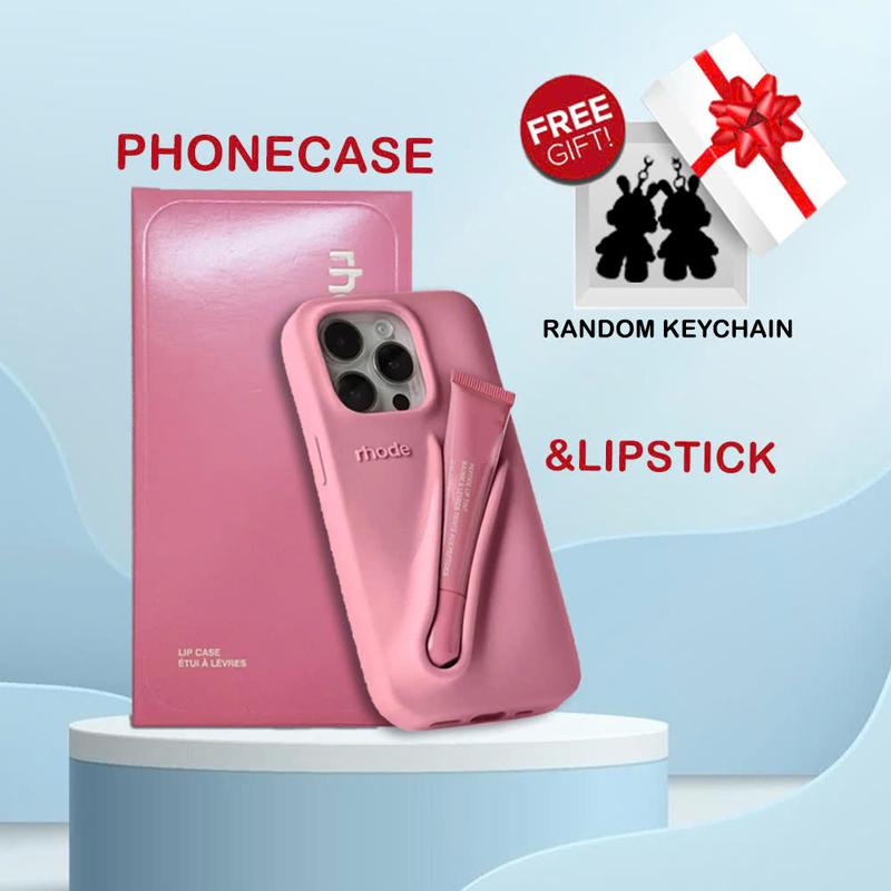 Luxury Rhode Silicone Phone Case with Integrated Lip Gloss for iPhone 11-17 Pro Max, Stylish Shockproof Protective Cover for Daily Use