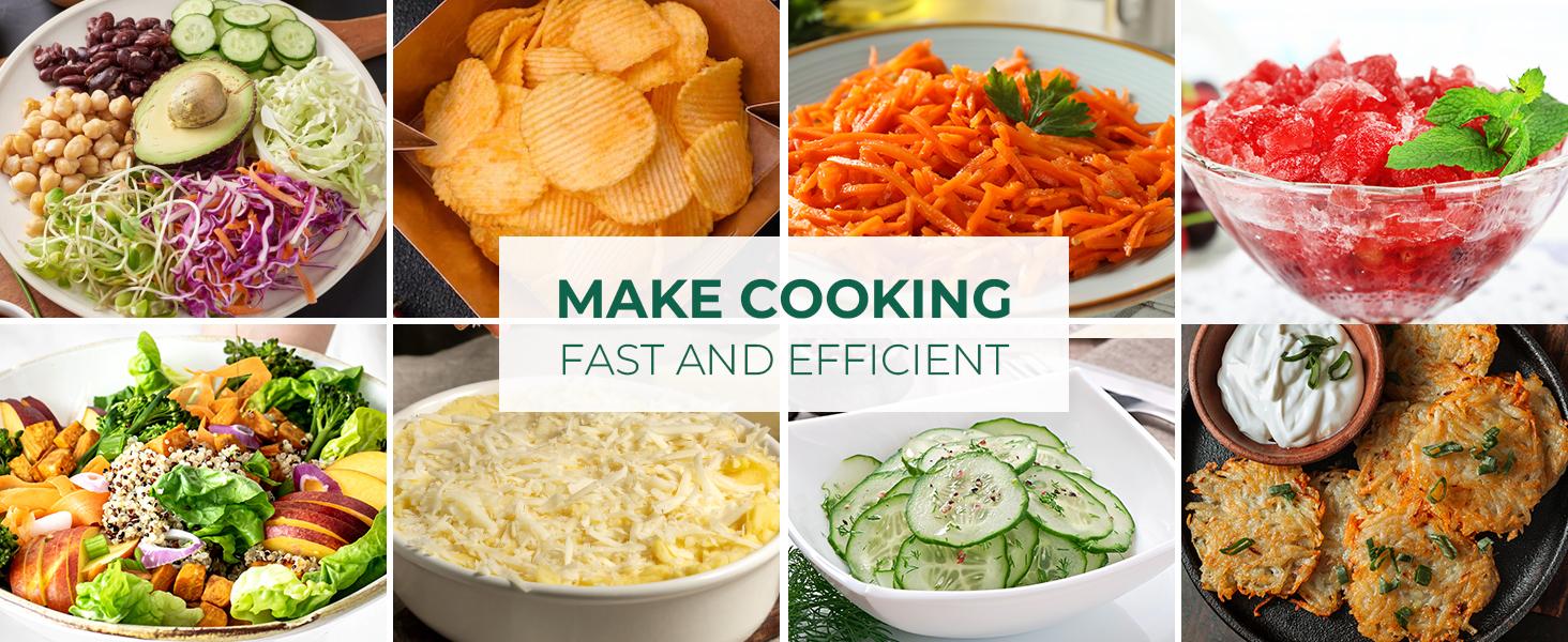 SUSTEAS 6-in-1 Heavy-Duty Cheese Grater & Slicer – Essential Kitchen Gadgets with Suction Base for Safe Veg Prep