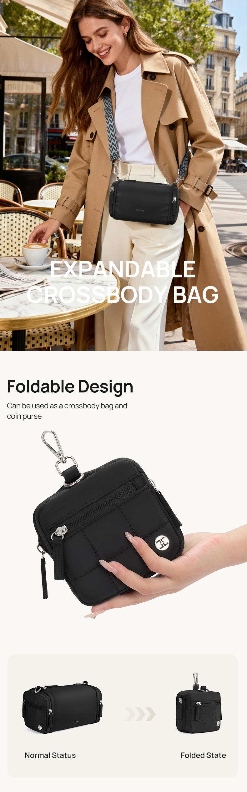 【New Spring Arrivals】Telena  Expandable Crossbody Bag - 3-in-1 All-in-One with Fanny Pack & Wallet, Multi-Functional Storage ,Travel purse ,Travel expansion bag Gift ideas