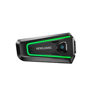 A1 Hi-Res Audio! HengJiang Helmet Intercom | Bio-Diaphragm Speakers, Smart Voice Assistant & Noise Cancellation，Color-Changing Ambient Light, All-Day Battery & Waterproof Design motorcycle headset