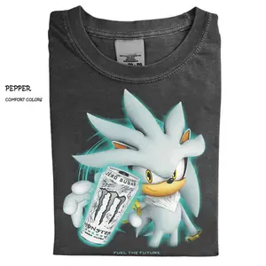 Comfort Colors #Siiilverr the Hedgehog Monsterr Energy Shirt, Retro Gaming Zero Ultra Graphic Tee, Men's Top for Fans of Anime #and Manga - Menswear