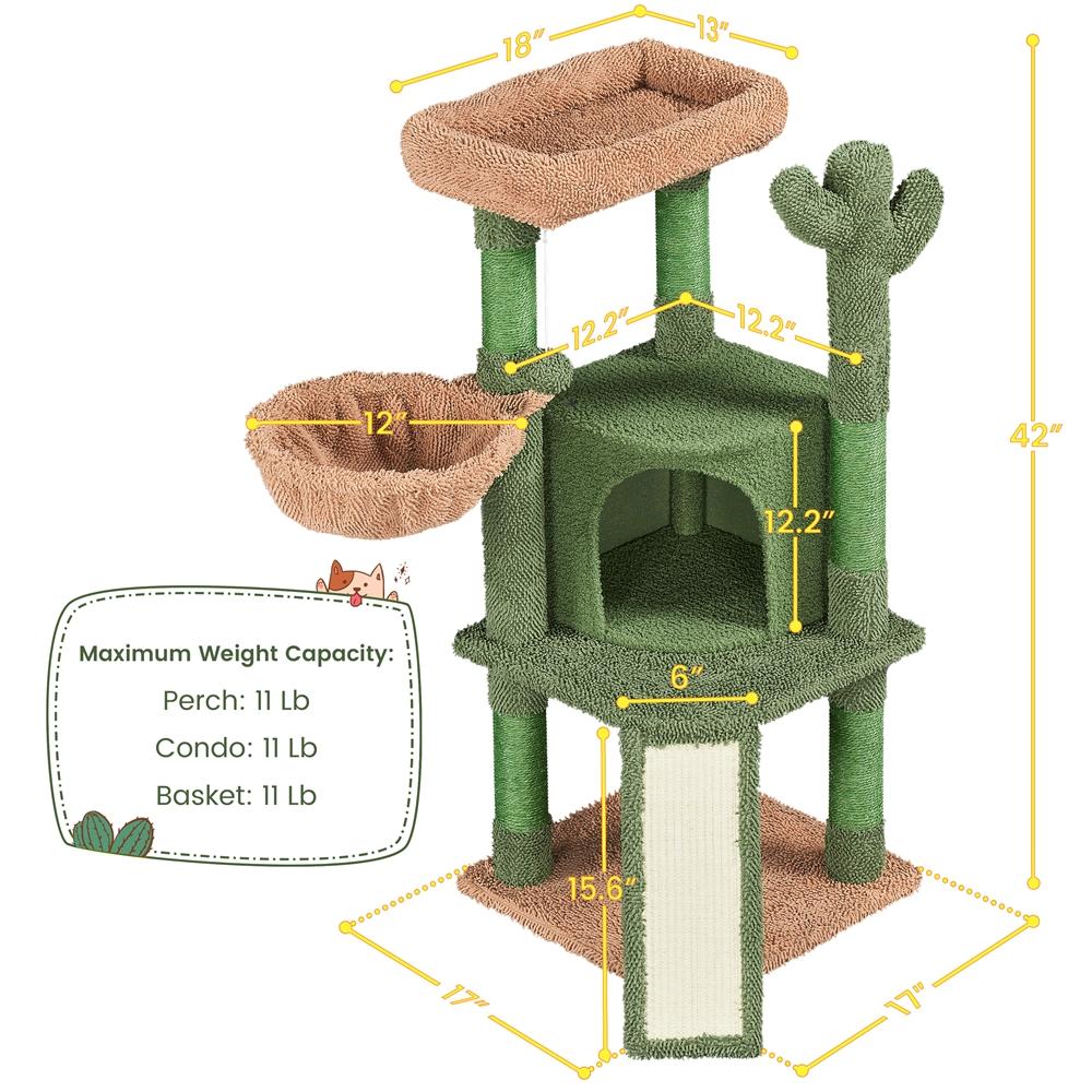 Yaheetech 23.5″ H 2-Level Christmas Cat Tree Tower Condo with Wide Perch and Scratching Posts Cat Pet Climbing Tower, Cat House Activity Center Furniture for Kittens, Cats and Pets