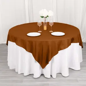 Polyester Square Table Overlay 70"x70" Cinnamon Brown - Wrinkle-Resistant Table Topper