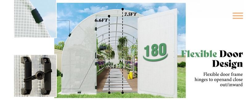 AMERLIFE Tunnel Greenhouse for Outdoors, Heavy Duty Greenhouse kit with Galvanized Steel Frame, Upgraded Swing Door & Premium PE Cover