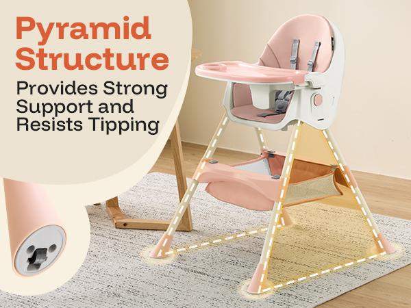 HARPPA 6-in-1 Convertible Baby High Chair, Foldable Highchair with Removable Tray, Baby Feeding Chair With Harness & Storage Basket, Christmas Toddler Gift, Baby Items