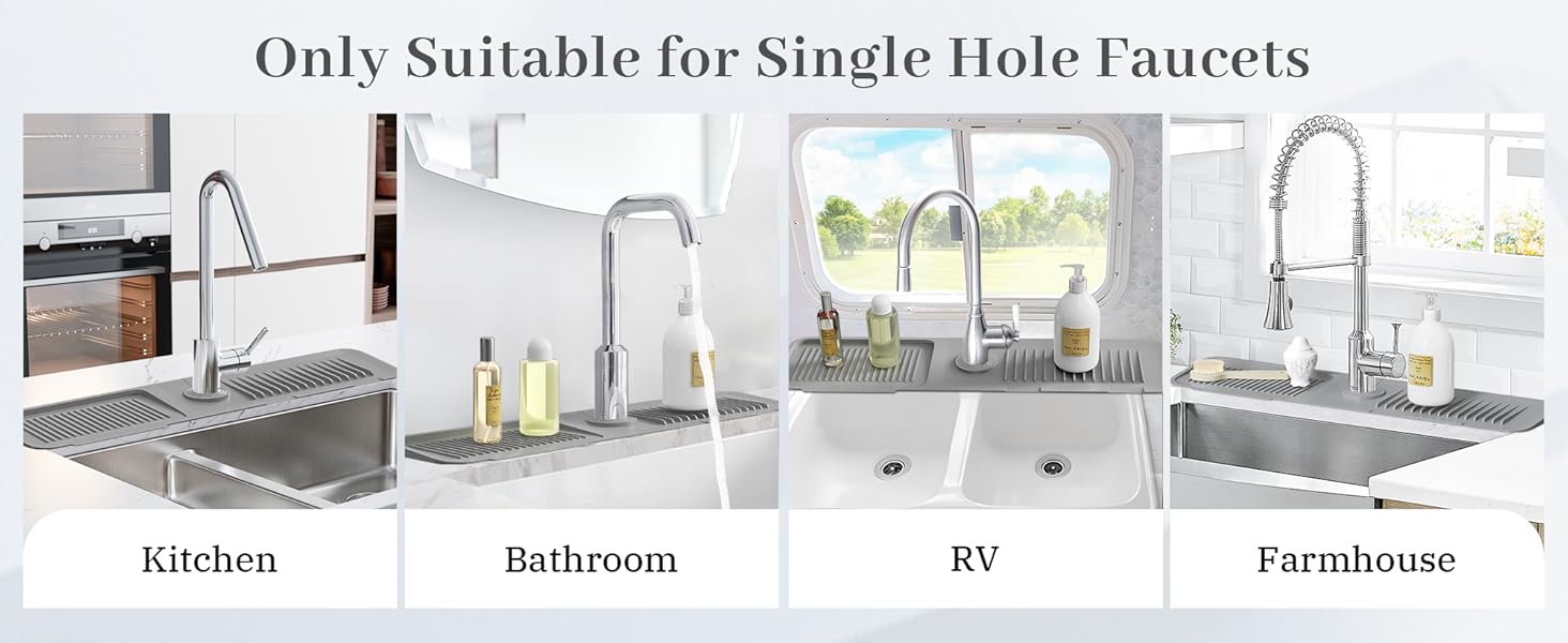 CityDry-Kitchen Sink Faucet Mat, Silicone Folding Splash Guard, Draining Mat with Button Lock, Sink Faucet Protector, Sink Accessories for Kitchen