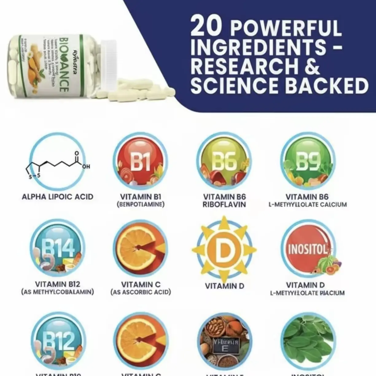 BIOVANCE Nerve Support-30 Capsules for Energy, Nerve Health ...