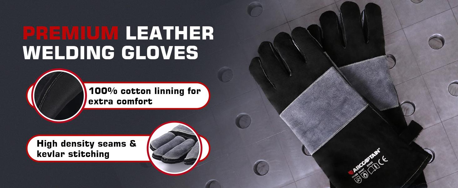 ARCCAPTAIN Welding Gloves 932℉ Heat/Fire Resistant 16 24 inches Gloves for Stick, Mig, Forge, BBQ, Grill, Fireplace, Baking, Stove Working Protection