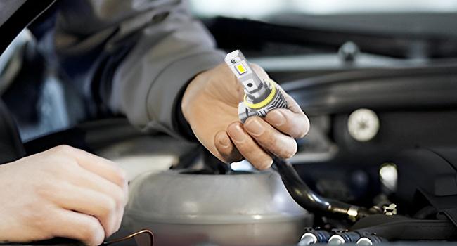 AUXITO 9005/HB3 H11/H8/H9 LED Bulbs Combo, 50000LM Bright 6500K Cool White, 120W Fanless Light Bulbs, Pack of 4