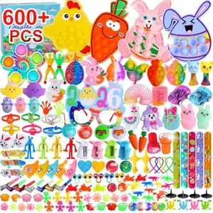 600 Pcs Easter Basket Stuffers for Kids Party Favors,Easter Fillers,Fidget Toys,Bulk Easter Toys,Stocking Stuffers Birthday Gifts,Carnival Treasure Classroom Prizes Box,Pinata Fillers,Easter Egg Hunt