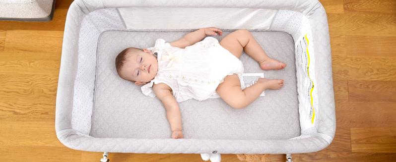 Baby Bassinet Sleeper, 6 Height Adjustable Cribs, Easy to Fold Portable Crib Side Bassinet, Swing Cradle Bed Side Sleeper with Ventilated Net&Wheels Baby Bassinet Sleeper, 6 Height Adjustable Cribs, Easy to Fold Portable Crib Side Bassinet, Swing Cradle Bed Side Sleeper with Ventilated Net&Wheels