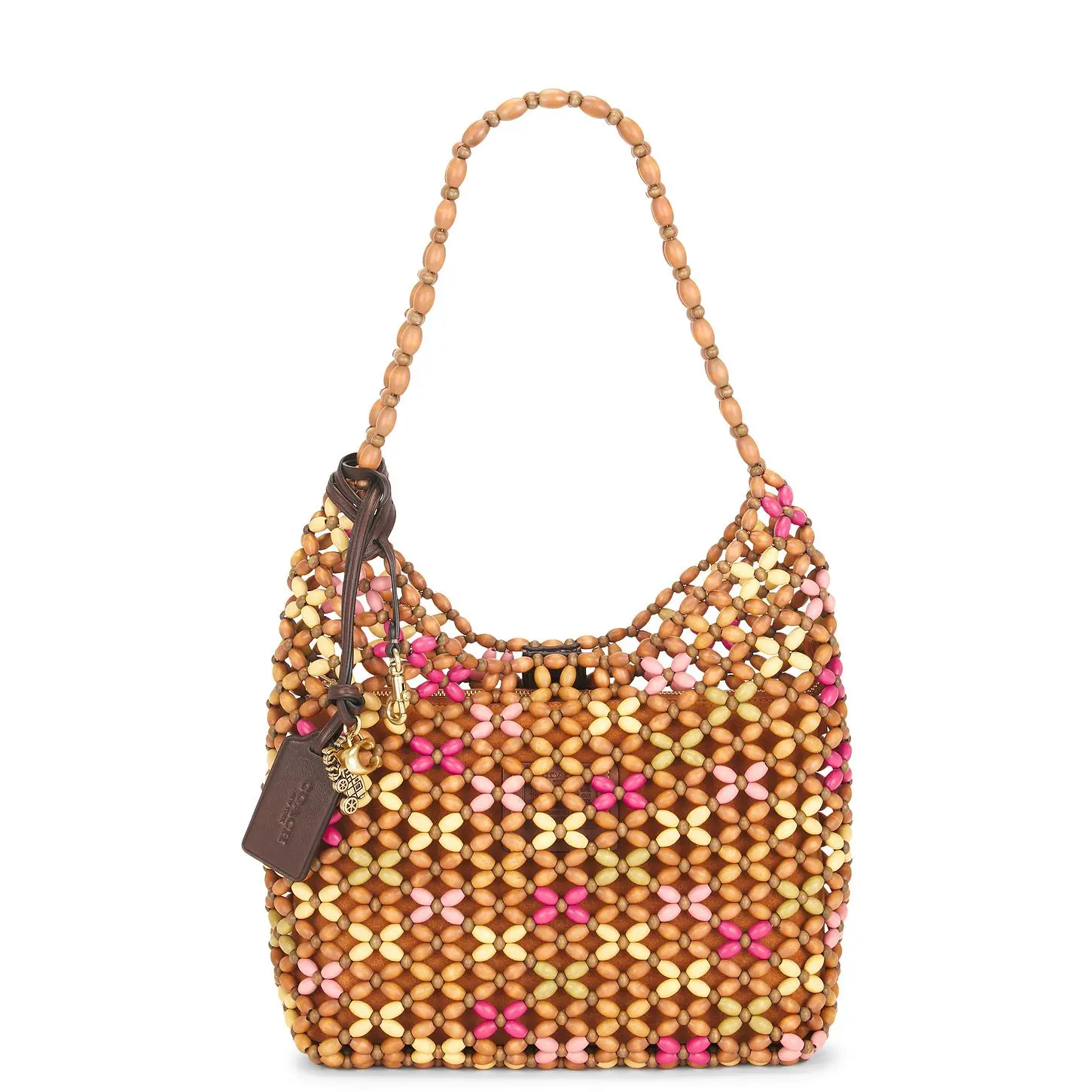 Coach Wooden Beaded Brooklyn Shoulder Bag 28 in Maple