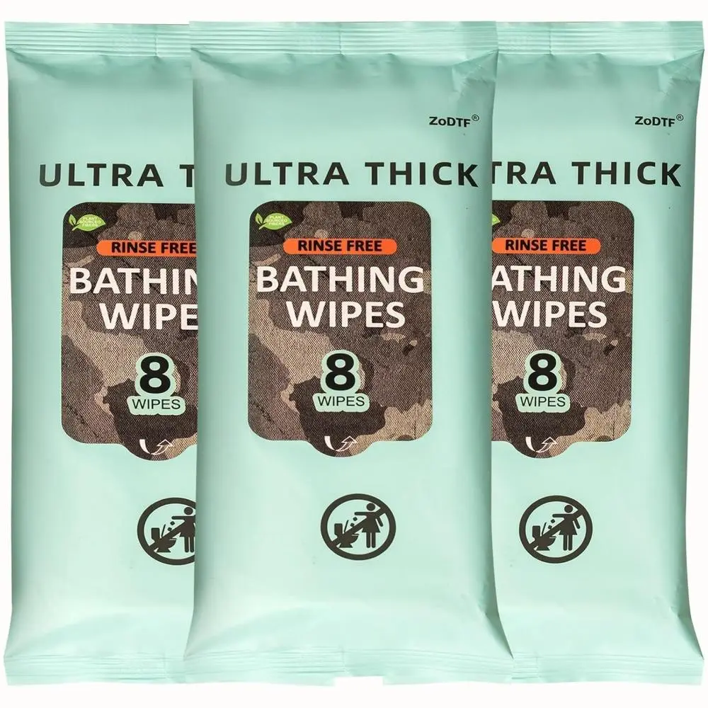 Adult Plant-Based Thick Moisturizing Cleaning Wipes - 24-Count Extra Large Unscented Rinse-Free Deep Clean Sponge Cloths for Camping, Bathroom Personal Care
