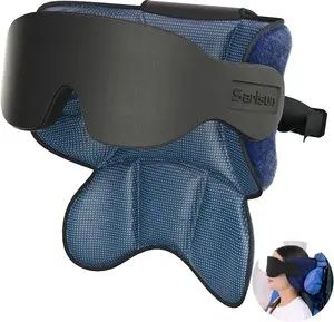 SARISUN Travel Pillow Model 002 - 360° Headrest Support, Eye Mask & Head Pad, Lightweight, Compact, Silky Texture, Stop Bobblehead, Compatible with Airplane Seats with/without Headrest, Budget Airlines suitable