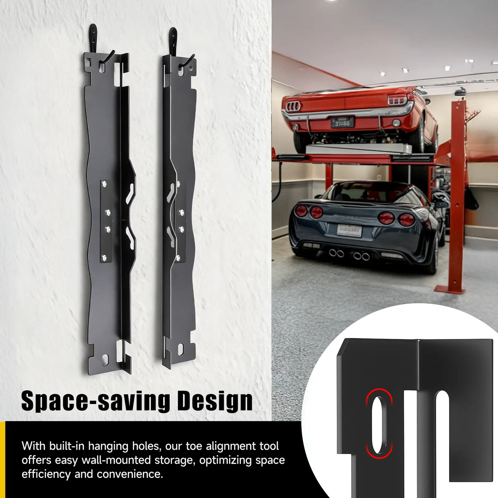 2-Pack Heavy Duty Stainless Steel Toe Alignment Tool Plates, Universal Wheel Tool for Various Vehicles, Wall Mounted Hanging Design