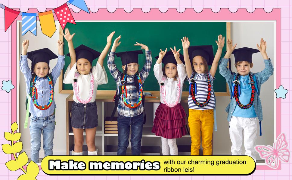 Kids Graduation Leis Class of 2026 Necklace Ribbon Leis 47 inches Double Braided Preschool Graduation for Preschool Kids Students Teachers Boys Girls for Graduation Ceremony Party Celebration Graduation Campus Supplies Pretty Bracelet Costume