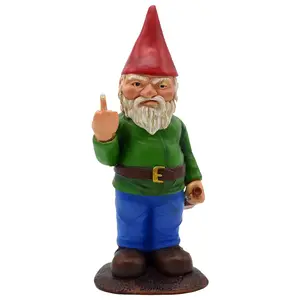Naughty Garden Gnome Funny Middle Finger Garden Gnome Go Away Lawn Gnome Statue for Garden Decoration NONE