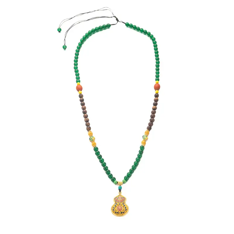 Traditional Chinese Folk Minimalist Chain Necklace - Longevity Symbol Chain with Longevity Lock, Gourd Charms, Taoist Priest Consecrated for Blessings, Safety, Luck Enhancement