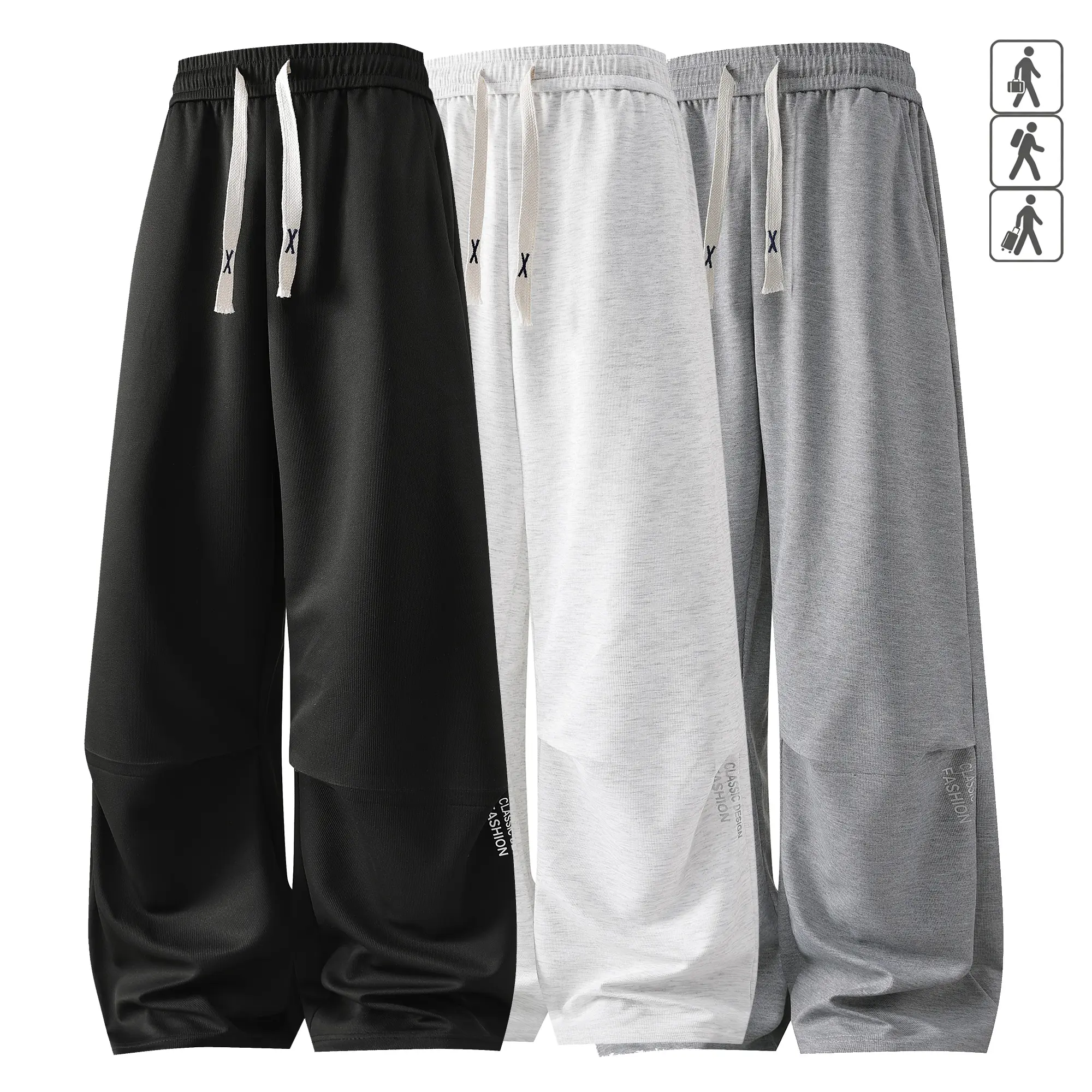 Men's Wide Leg Parachute Sweatpants - Stylish Menswear Baggy Sweatpants with Stretch, Knee Panel Seams, Drawstring Waist, Minimalist Graphic Detail, S-XXXL, Fast US Shipping, Streetwear Clothing