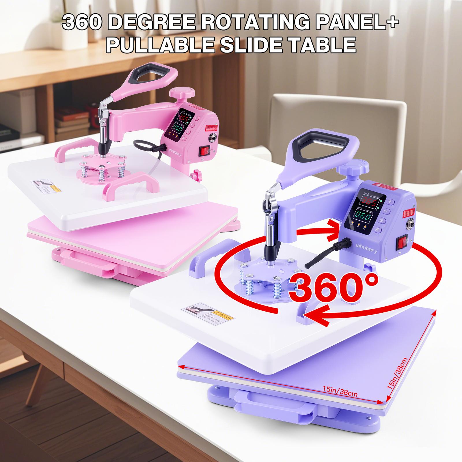 AKEYDIY 5 in 1 Slide-out Heat Press Machine, 15" X 15" Industrial Grade, 360-Degree Swing Away Heat Transfer Machine, Digital Mug Sublimation Heat Press Machine, Suitable for T-shirts/Mugs/Hats/Plates/Baseball Caps/Mouse Pads