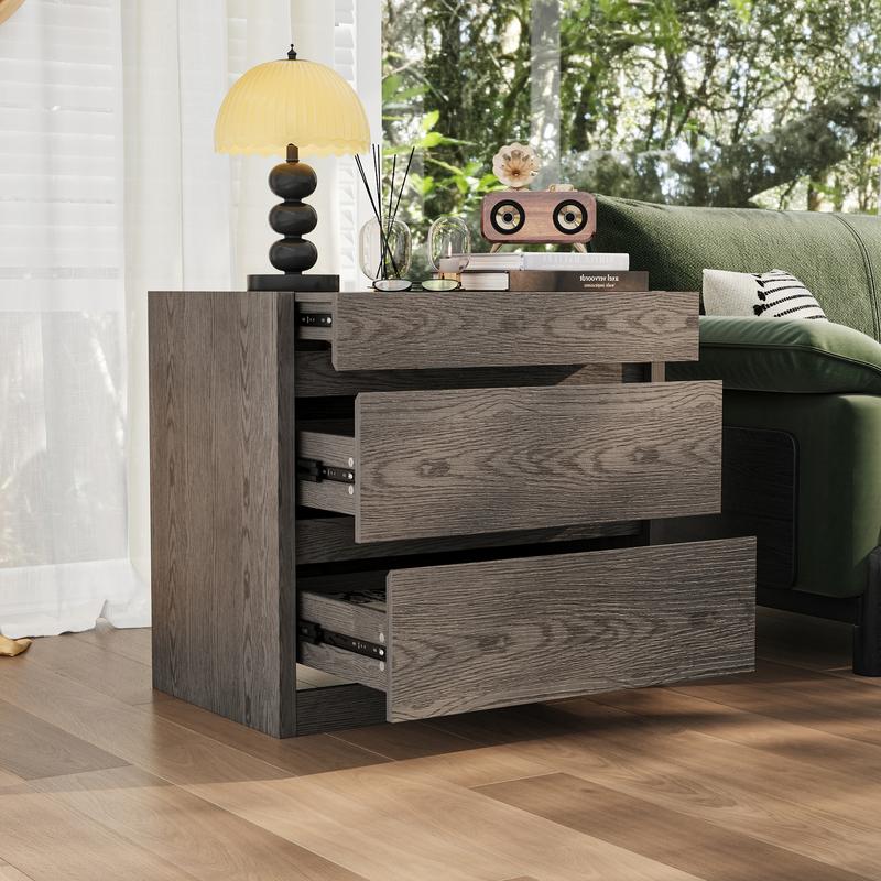 FUFU&GAGA New Smart Concealed Nightstand with NFC Card Lock Night Stand with Secret Drawer & Invisible Lock Bedside Table for Bedroom Living Room with 2 Pull-Out Shelf