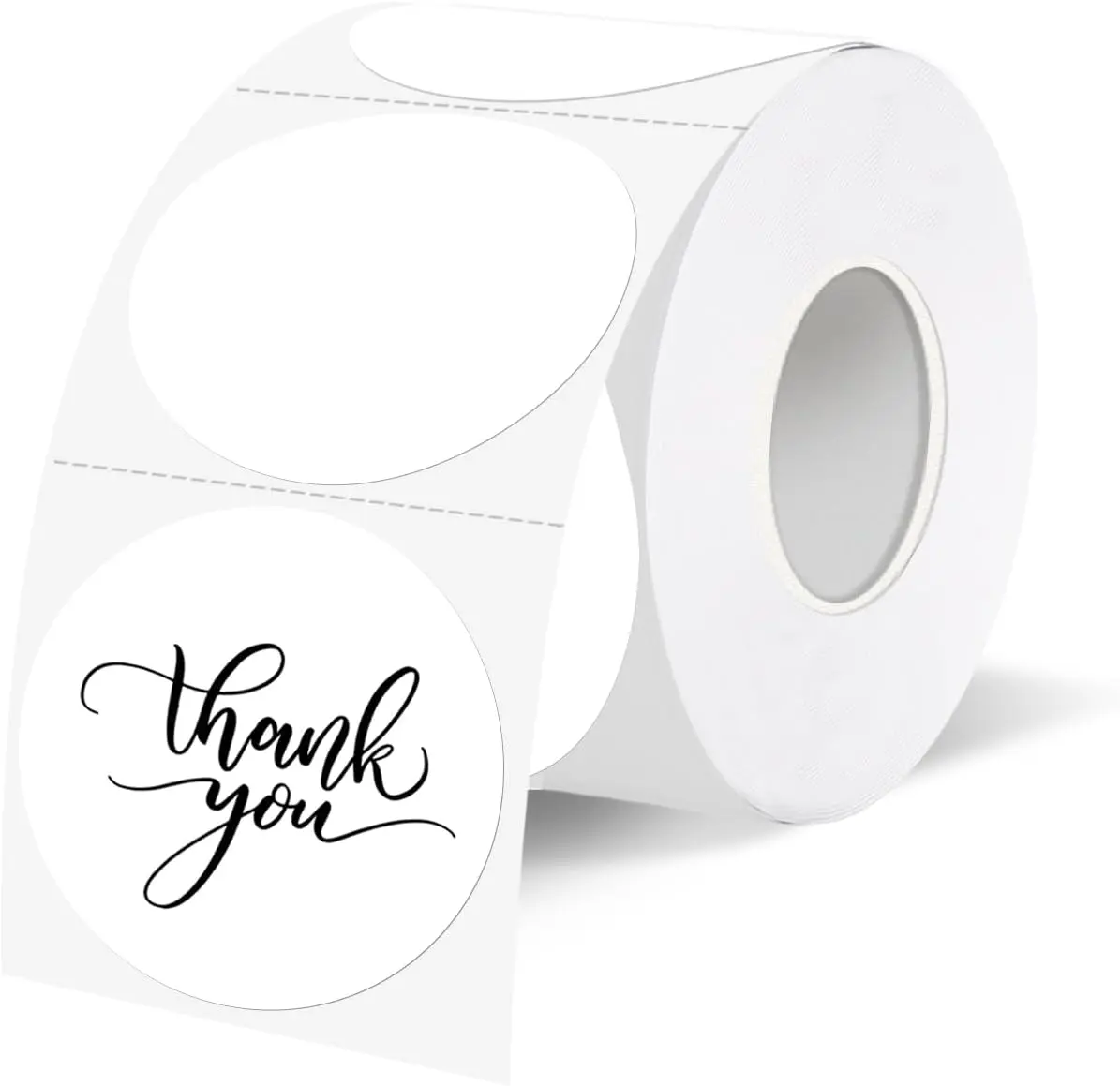 1.5" Size Blank Circle Stickers, Water Resistant Self-Adhesive Direct Thermal Sticker Roll, Removable with Perforation Line, 350 Count Office Stationery Labels
