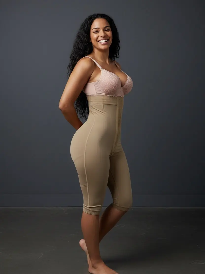 Curve It Up Women's High Compression Strapless Knee-Length Shapewear (FB836L) - Adjustable, Smooth Fabric, Invisible Butt Lifter, Triple Hook Closure, Zipper, Everyday Wear