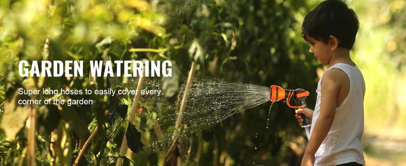 VEVOR Retractable Hose Reel, Max 130'x1/2" Garden Water Hose Reel with 9-Pattern Nozzle, 180° Swivel Bracket Wall-Mounted, Automatic Rewind, Lock at Any Length, with Slow Return System