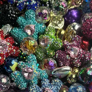 Fancy Metals Mix- Assortment of beads, rhinestones, and Teddy bear rhinestones. 100g random mix