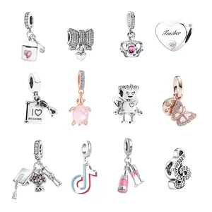 Sterling Silver 925 Bracelet Charms – Heart, Love, Mom, Cute Dangle Charms}