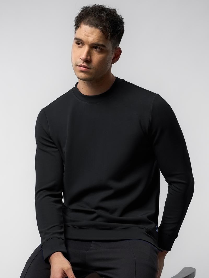 Fioboc Men's Modal Crewneck Sweatshirt - Long Sleeve Casual Top for Fall Winter, Wrinkle Resistant Soft Comfort