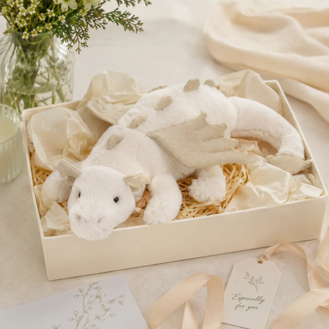 Snow Dragon Stuffed Animal Plush Toy, Soft Cute Plush Dragon Toy, Mythical Plush Toy, Snow Dragon Soft Plush Toy