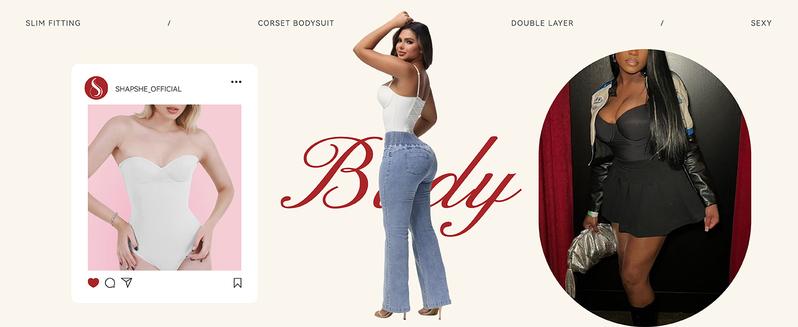 SHAPSHE Strapless Shapewear Corset Bodysuit Tops for Women Tummy Control V Neck Thong Body Shaper with Bra Going Out Outfits