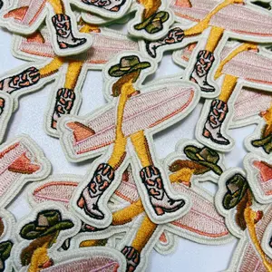 2.5" Cowgirl w Surfboard - Embroidered Hat Patch