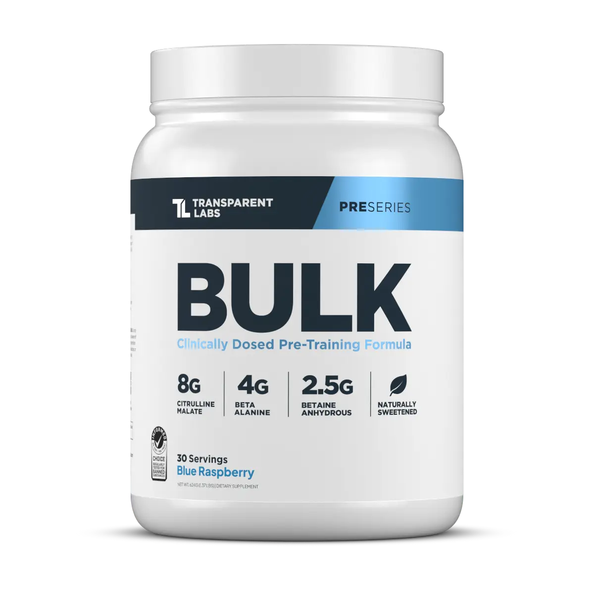 Transparent Labs Bulk Pre-Workout - Training Pre-Workout Supplement for Muscle Gain, Strength, and Performance