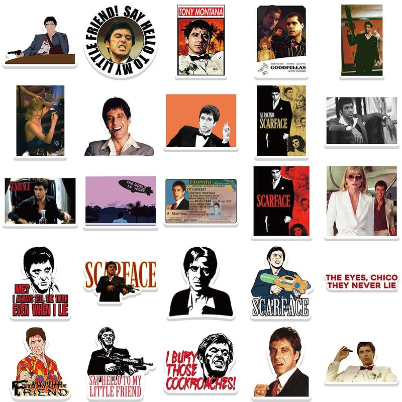 10/30/50pcs Movie Scarface Stickers Cool Graffiti Laptop Motorcycle Car Waterproof Cartoon Decals Toys Vinyl Sticker Wholesale