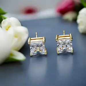 Unisex Stud Earrings with Brilliant Cubic Zirconia Lightweight Comfort Durable Materials Versatile Accessory for Any Occasion