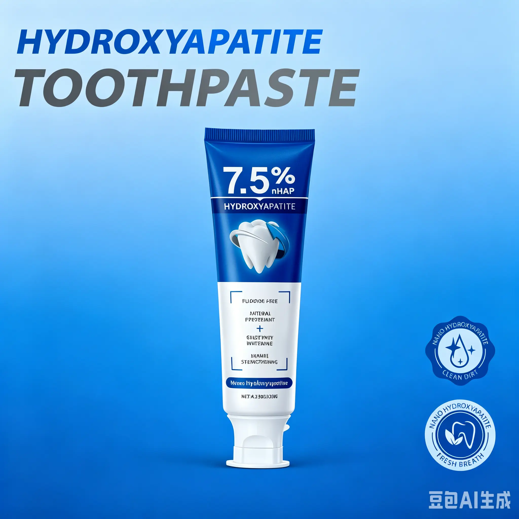7.5% Nano Hydroxyapatite Remineralizing Toothpaste - 4.23oz (120g) Fluoride-Free Gentle Natural Dental Toothpaste for Enamel Repair, Deep Clean, Bright Smile, Sensitive Teeth, Oral Freshening, Single Item, Oral Freshening Toothpastes, Antiplaque Toothpast