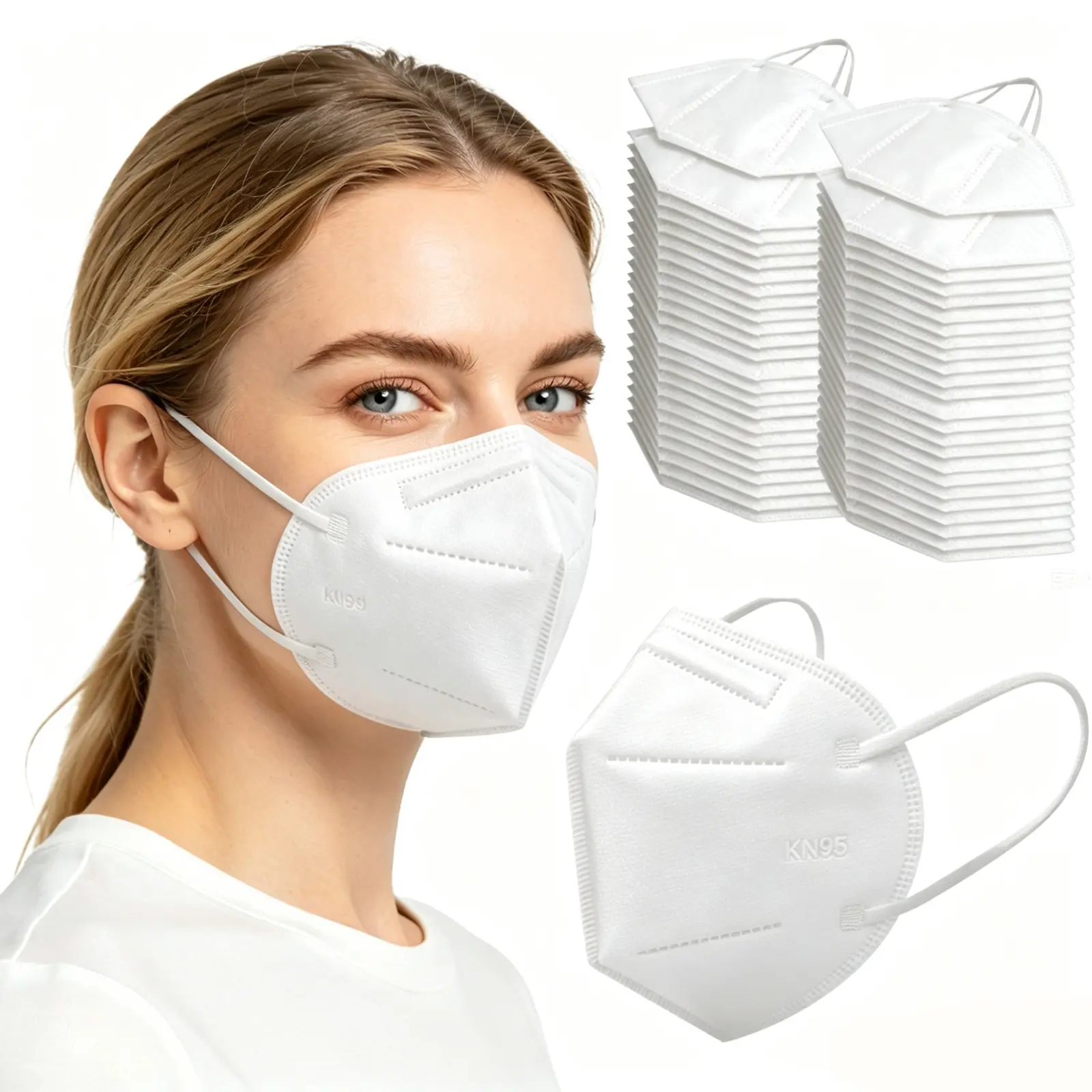 KN95 Disposable Face Mask 25 Pack 5-Ply Breathable Safety Masks Against PM2.5, Disposable Respirator Protection Mask for Men and Women White